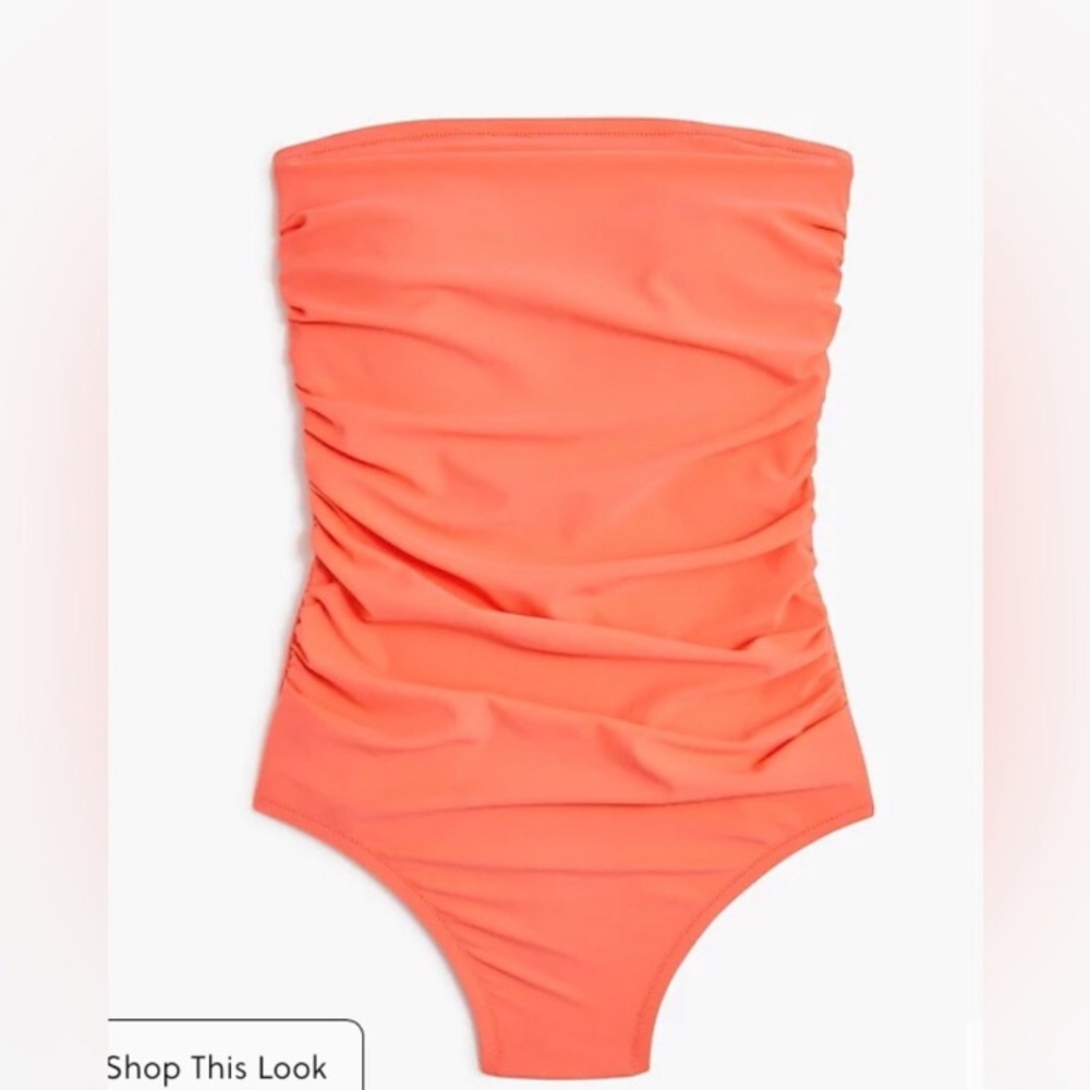 J. Crew Factory Strapless Coral One-Piece Swimsuit